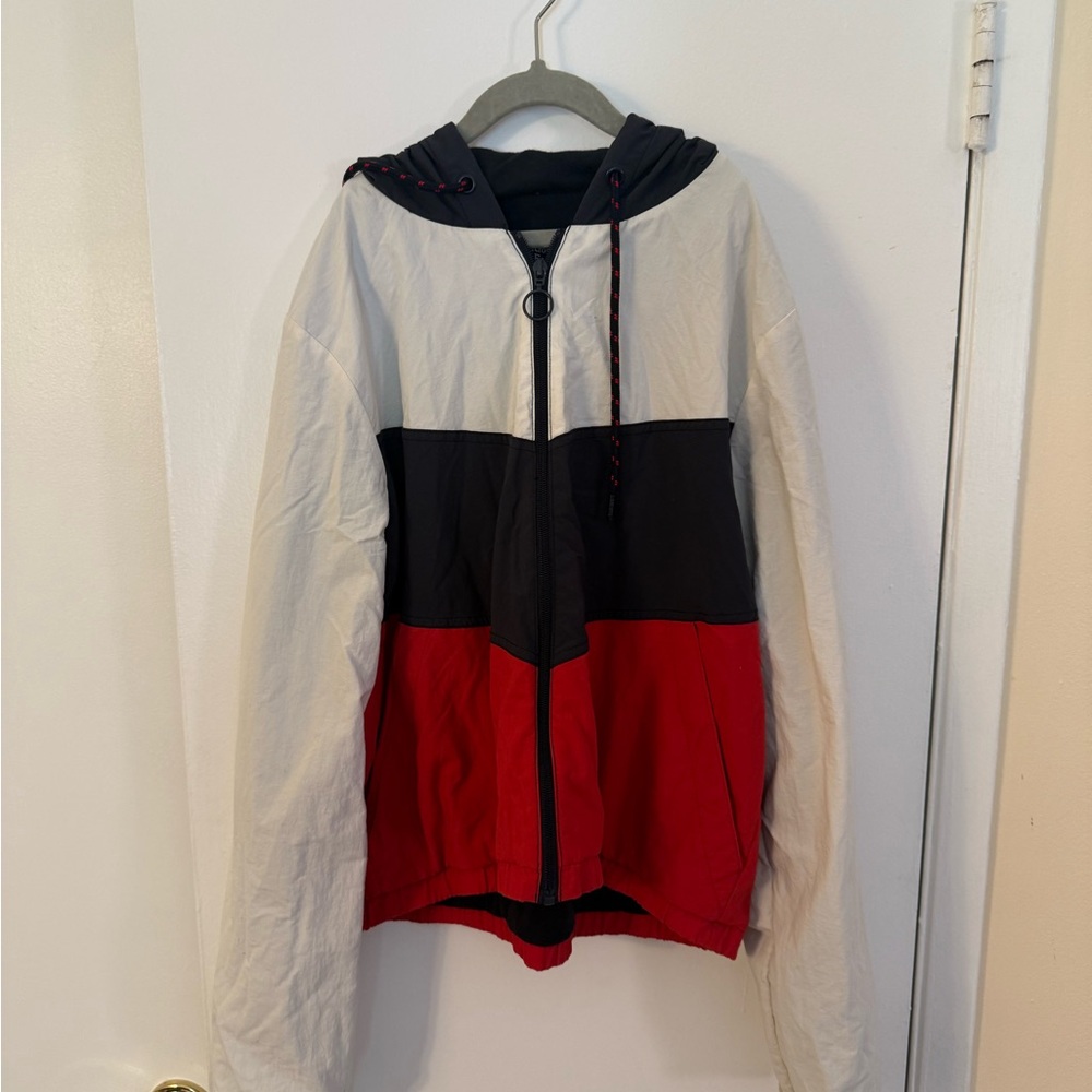Abercrombie & Fitch Red and Black Windbreaker